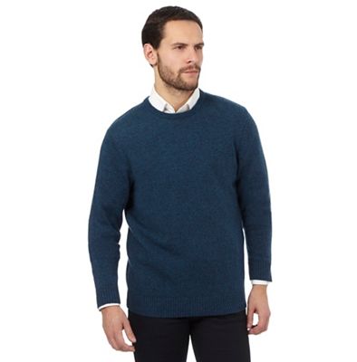 Turquoise ribbed trim lambswool blend jumper